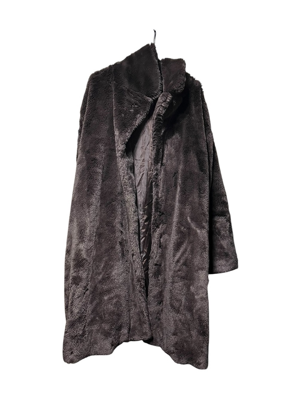ellos Plush Faux Fur Teddy Coat in Dark Brown